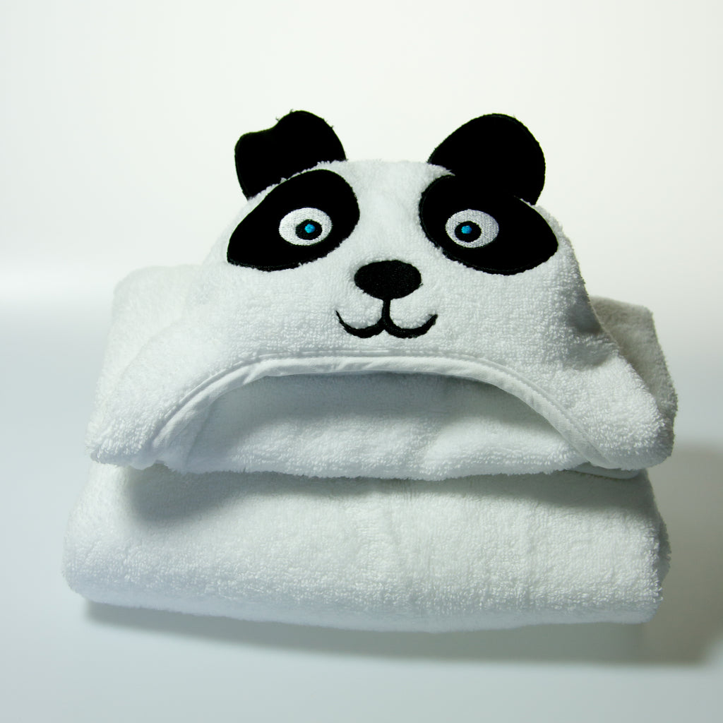 Toalla turca de algodón con capucha de panda: Niño pequeño