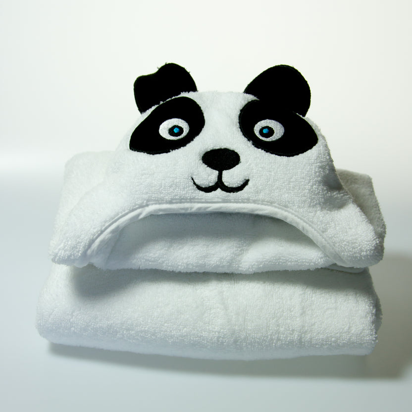 Toalla turca de algodón con capucha de panda: Niño pequeño