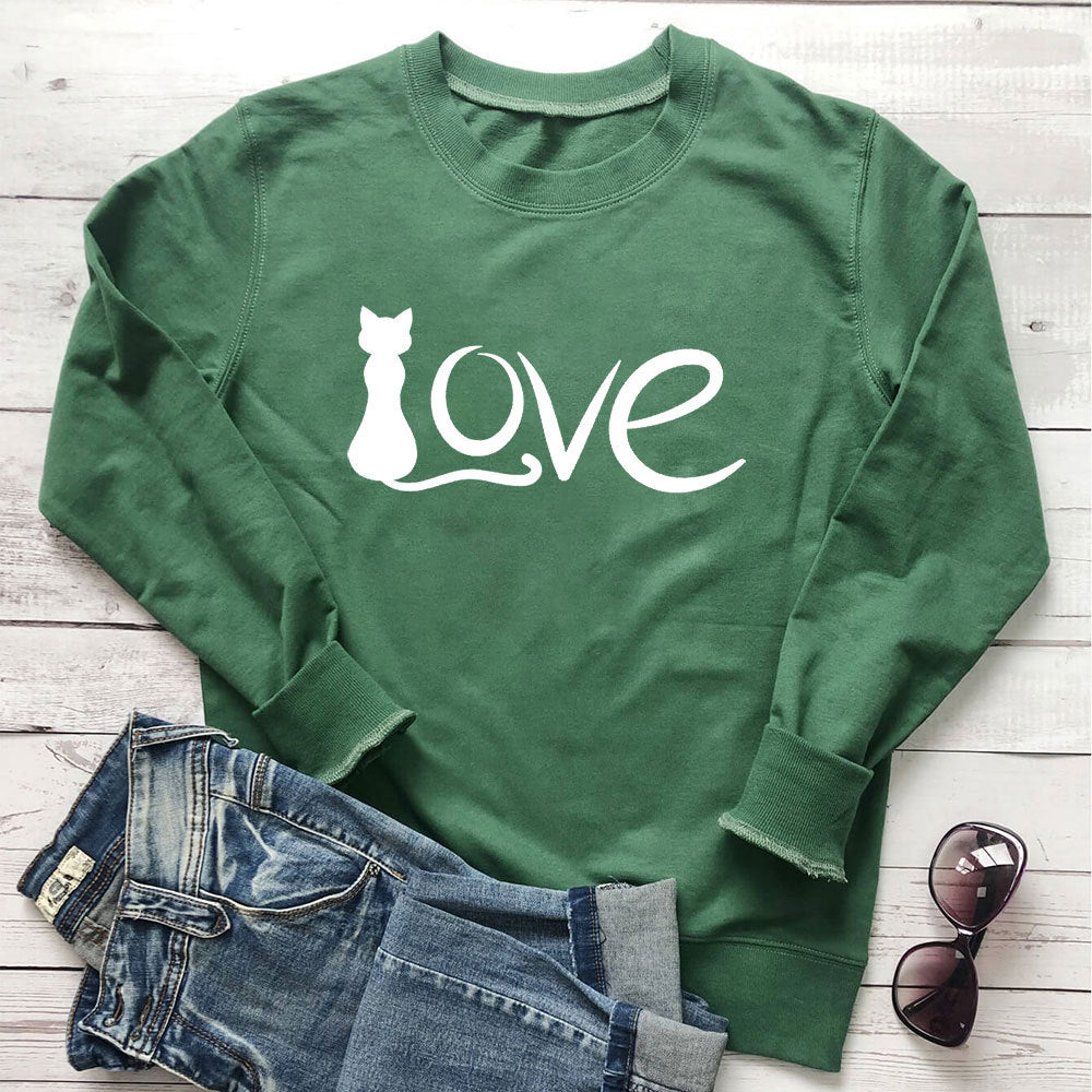 Sweat-shirt imprimé à col rond et manches longues