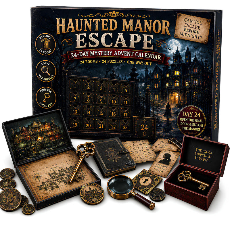 24-Tage-Mystery-Abenteuer-Adventskalender – Weihnachts-Puzzle-Escape-Room-Spiel mit 6 Themen, tägliche Überraschungsentdeckung