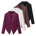 Single row stand up collar asymmetrical suit jacket for women