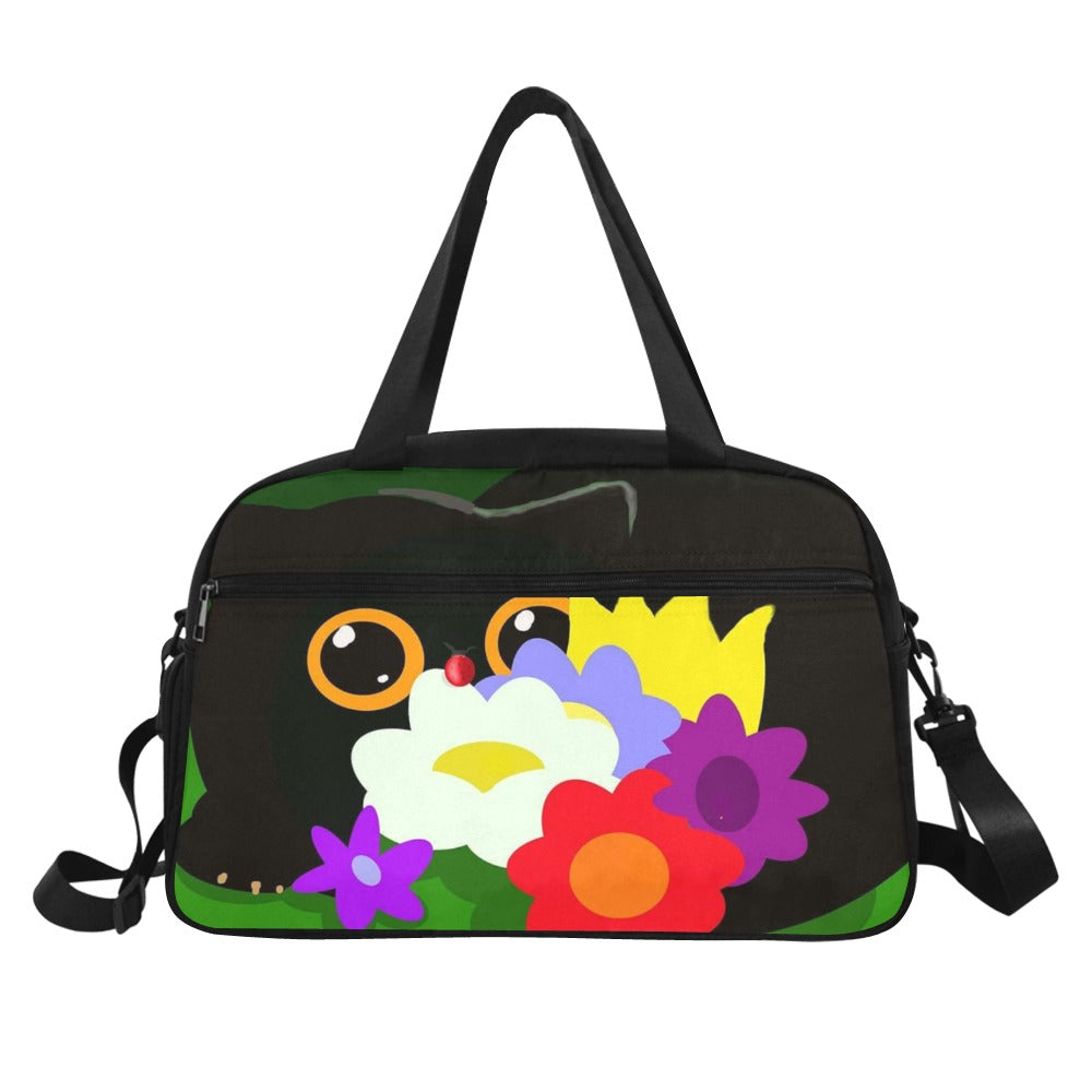Flower Cat Tote Travel Bag w/Shoe Storage