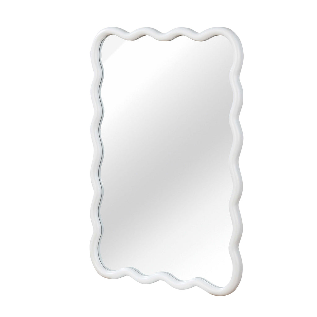 30'x40' Wavy Rectangle Solid Wood Frame Decorative Mirror,For Bedroom, Bathroom, Living Room, Entryway