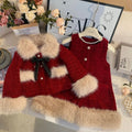 New Year Padded Thickened Coat And Vest Dress Set