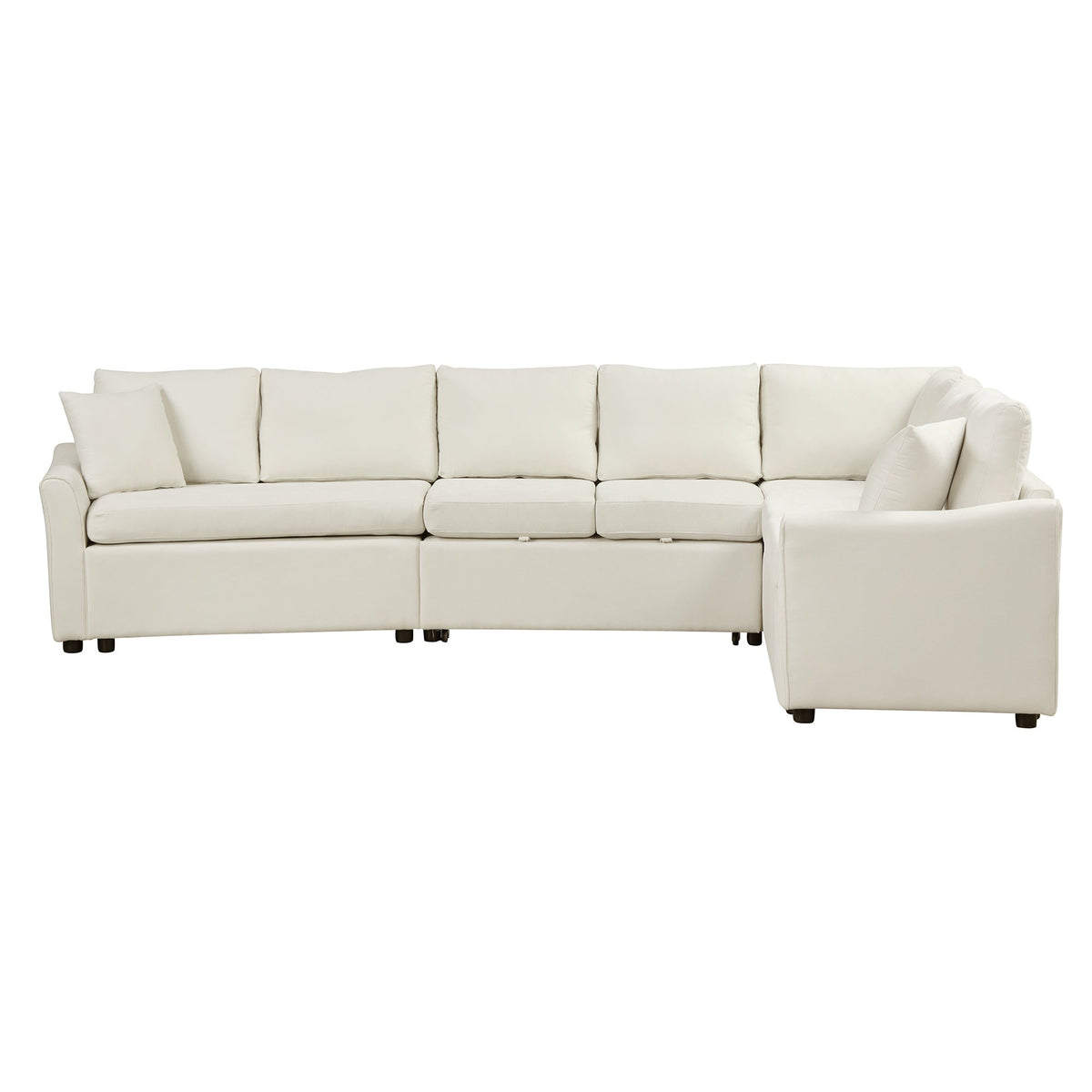 Sofá en forma de L de 124.8", sofá cama convertible extraíble con dos cojines de respaldo, dos puertos USB y dos enchufes eléctricos