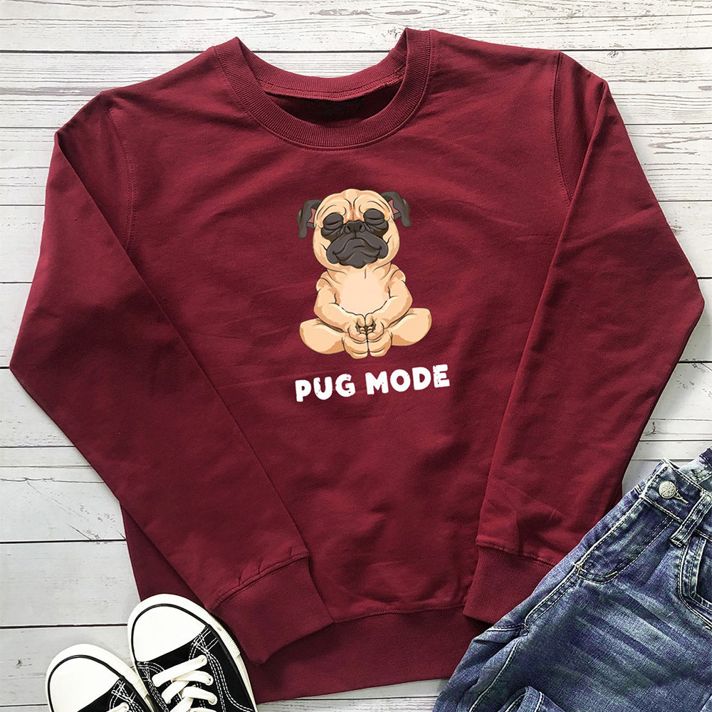 Sweat à capuche avec inscription PUG MODE