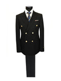 Black Double Breasted Suit With Gold Button