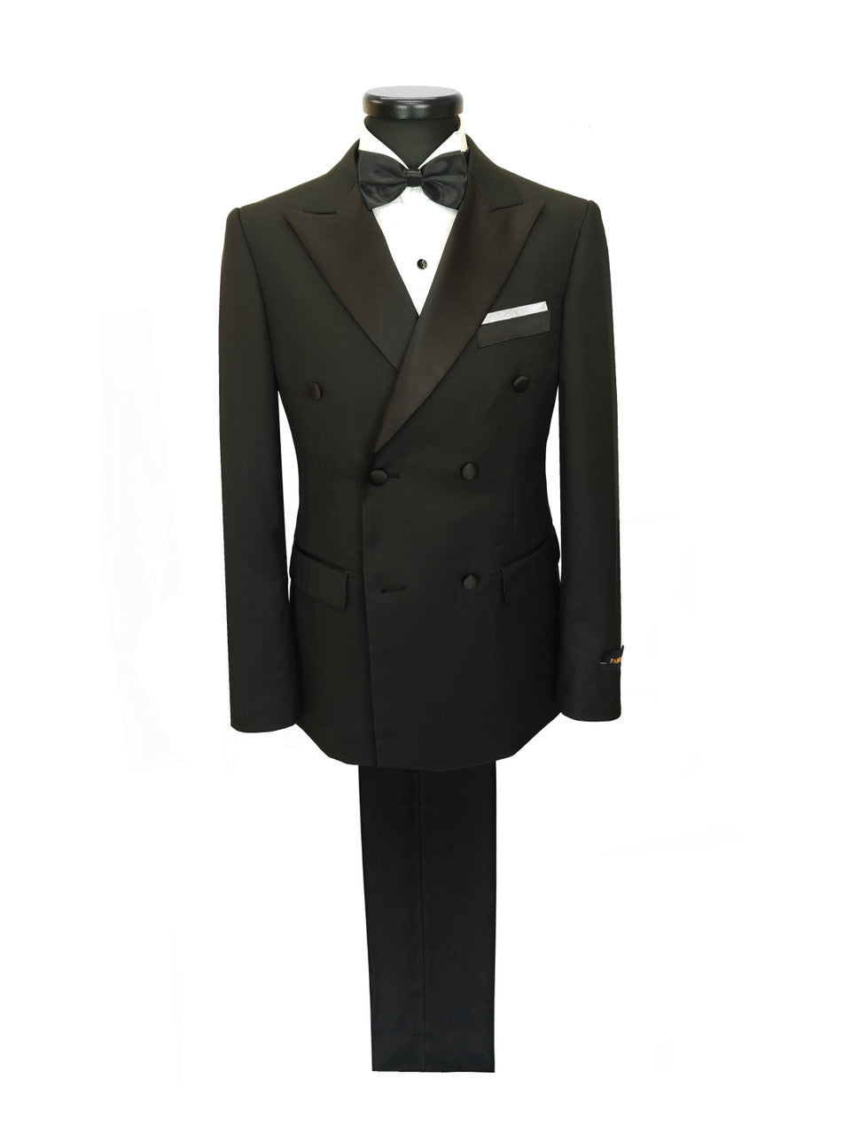 Esmoquin negro de doble botonadura para hombre