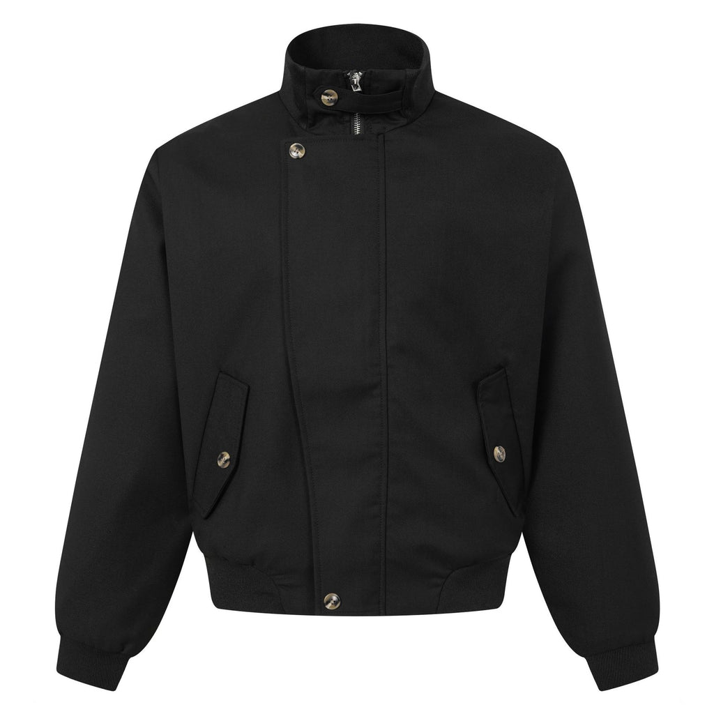 Men's Jacket Metal Snap Button Stand Collar Loose Fit Workwear Coat