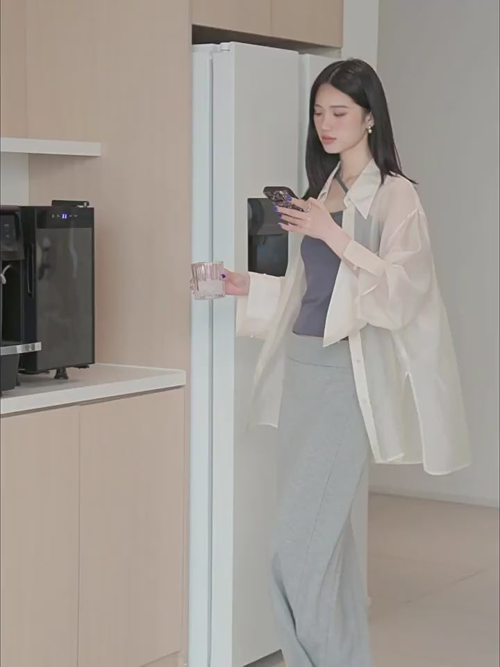 Wave Relaxed Cupro-Amino Sun-Proof Shirt“Hazy Spring”