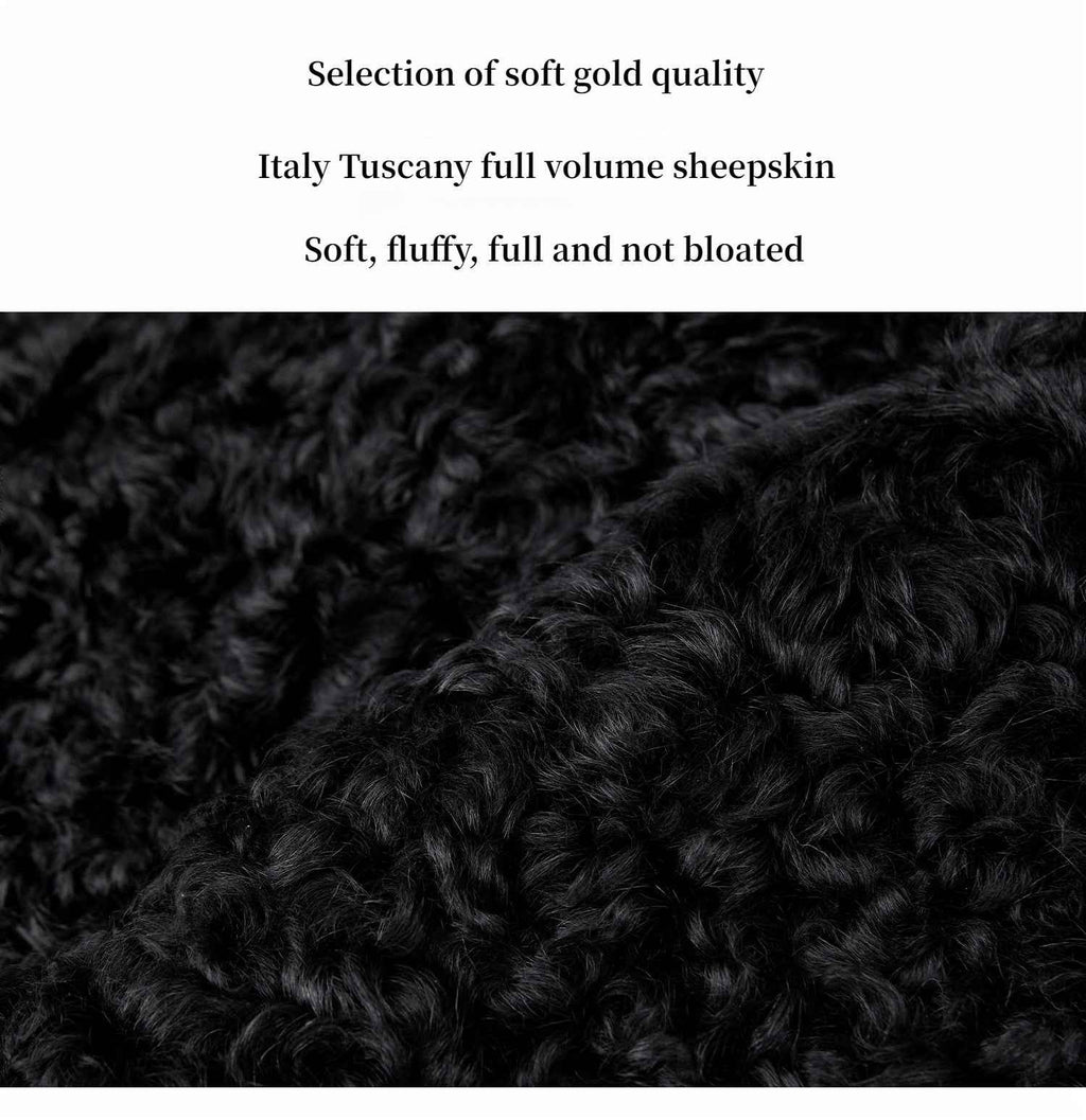 Fireladyfur Women's Black Sheepskin Jacket With Tuscan Fur"My Little Curly"