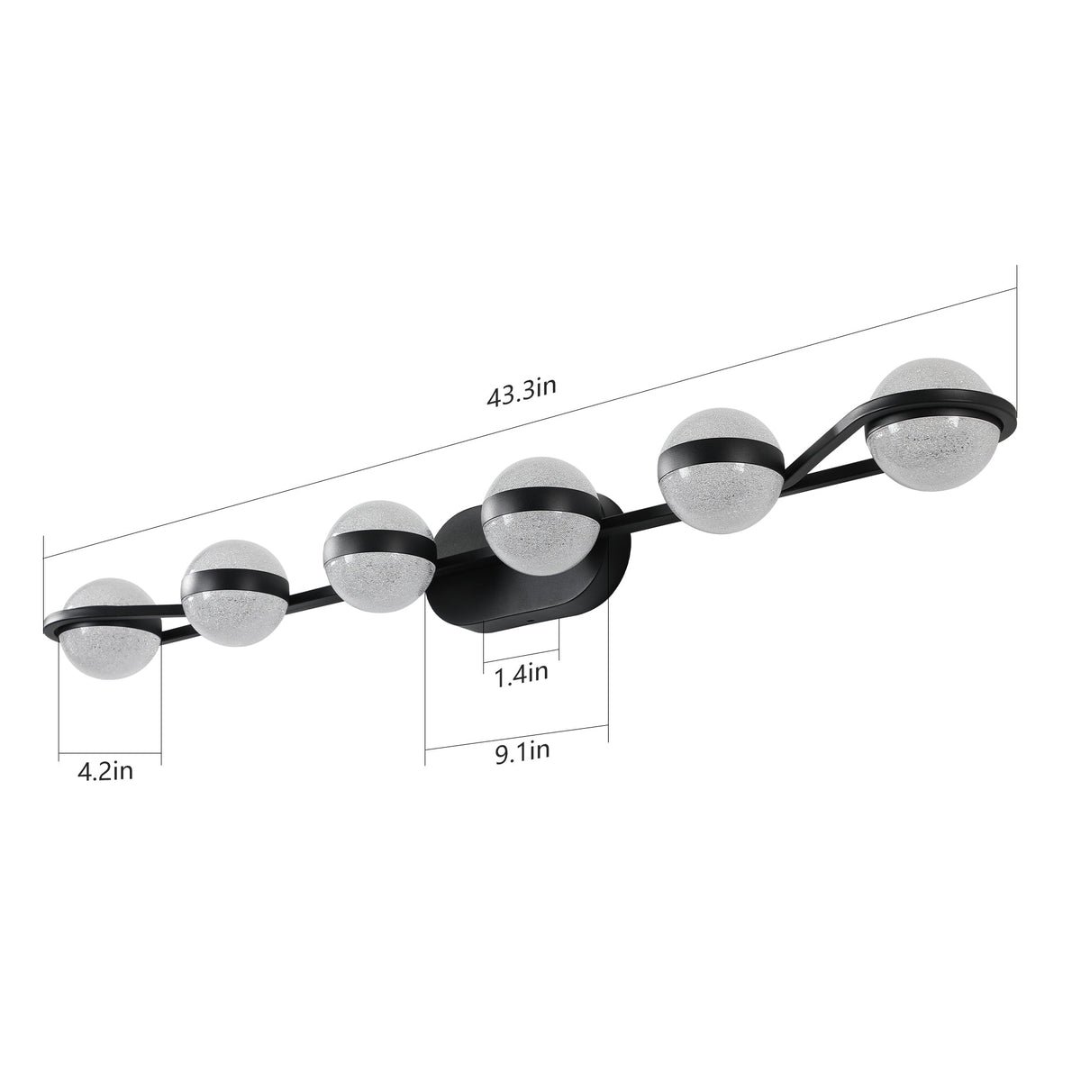 Vanity Lights With 6 LED Bulbs for Bathroom Lighting(Black)