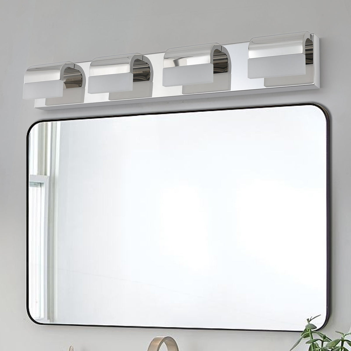 (Igual a W1340110600/L2012) Lámpara de baño moderna para tocador, luz LED de 4 luces para sobre el espejo, iluminación de pared para baño