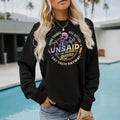 Pattern printed round neck fleece hoodie