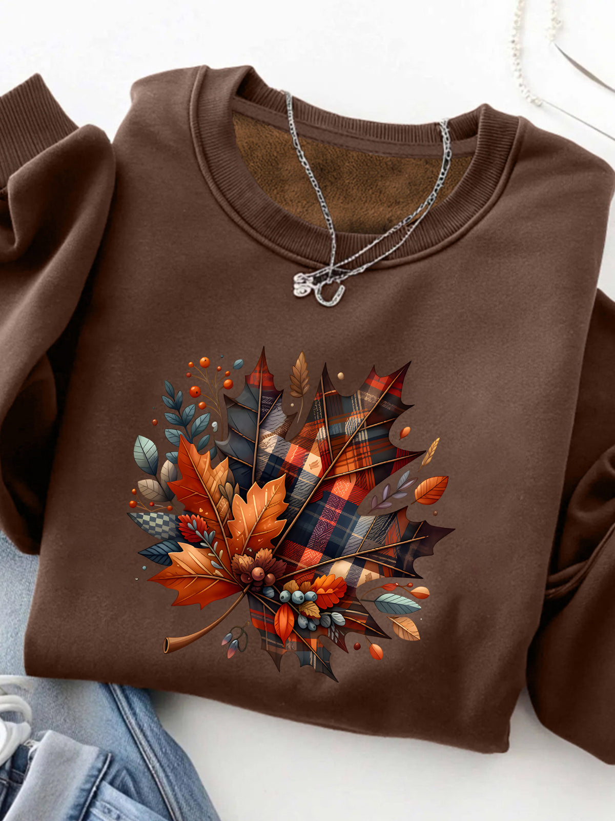 Round neck fleece hoodie