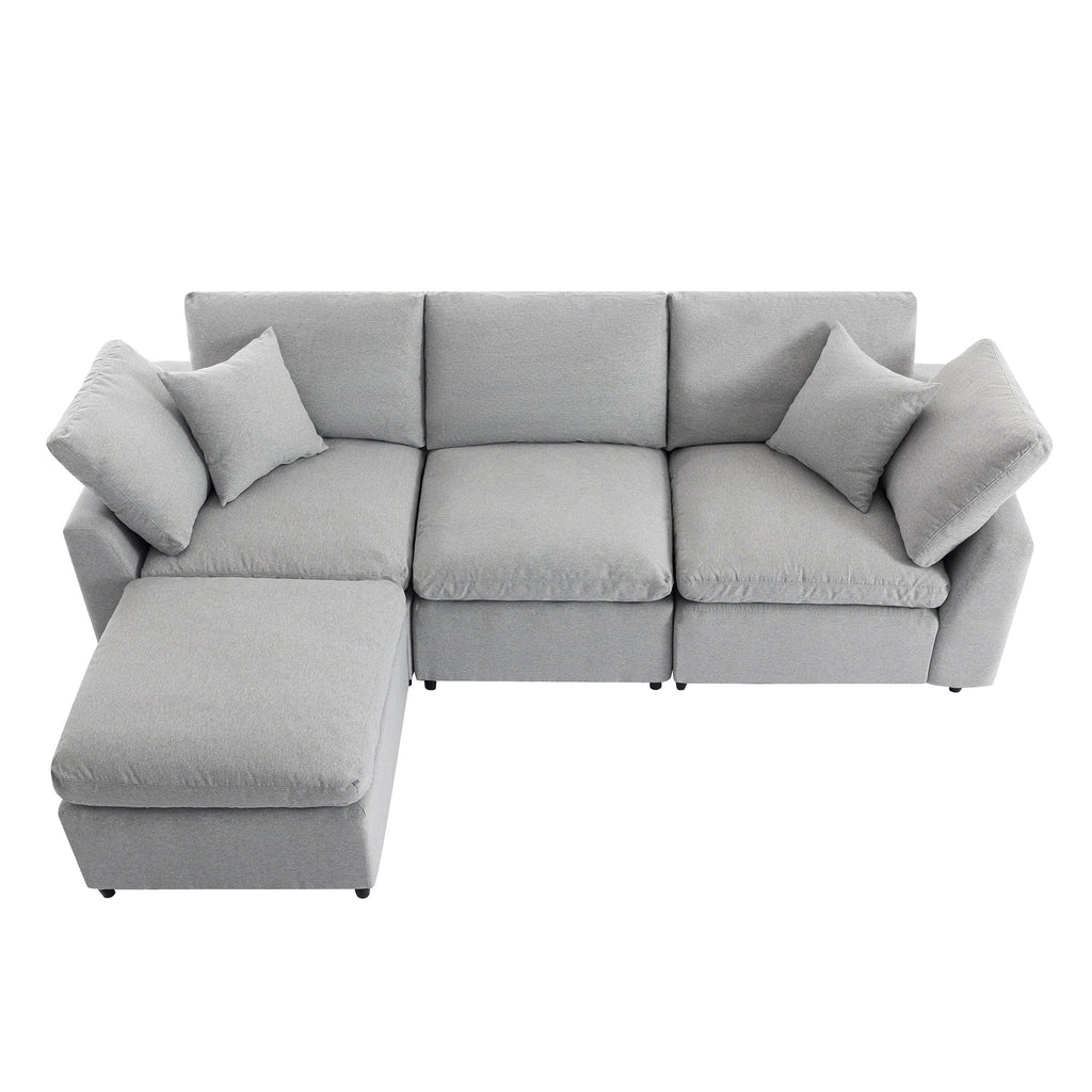 Down Filled Upholstery Convertible Sectional Sofa, L Shaped Couch With Reversible Chaise
