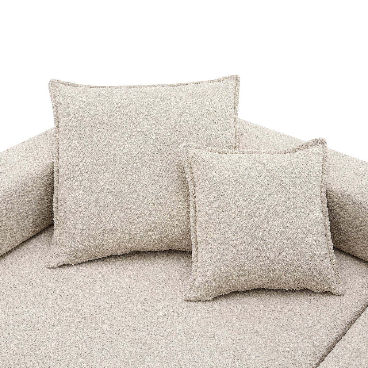 Ponadwymiarowa modułowa sofa narożna, luksusowy zestaw kanap podłogowych z tkaniny boucle, rozkładana kanapa, przestronna sofa z wypełnieniem piankowym F