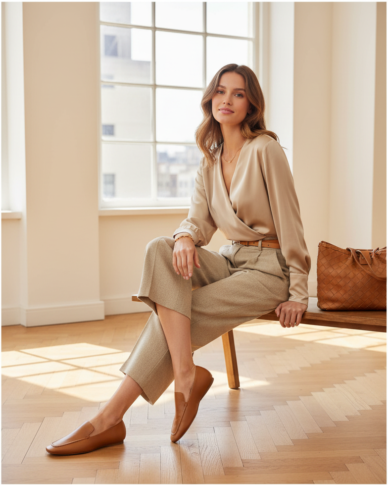 Clusia loafers i getskinn – Bruna, platta