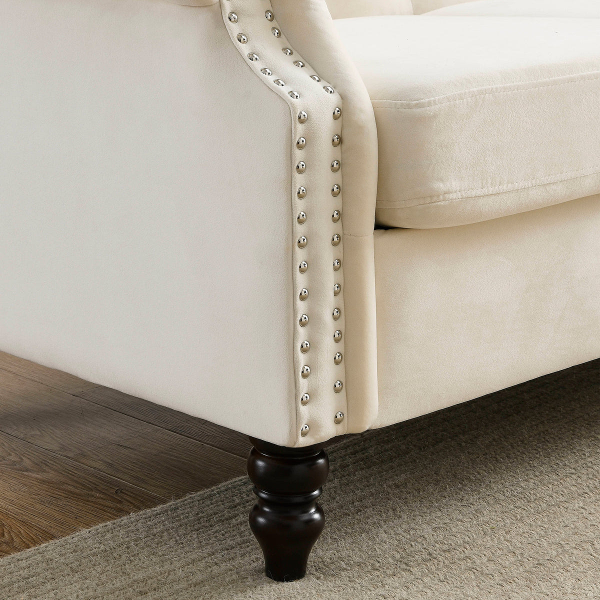 3-Seater + 3-Seater Combination sofa.Beige Velvet