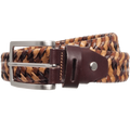 34 Mm Tri-Color Elastic Weave Belt Brown