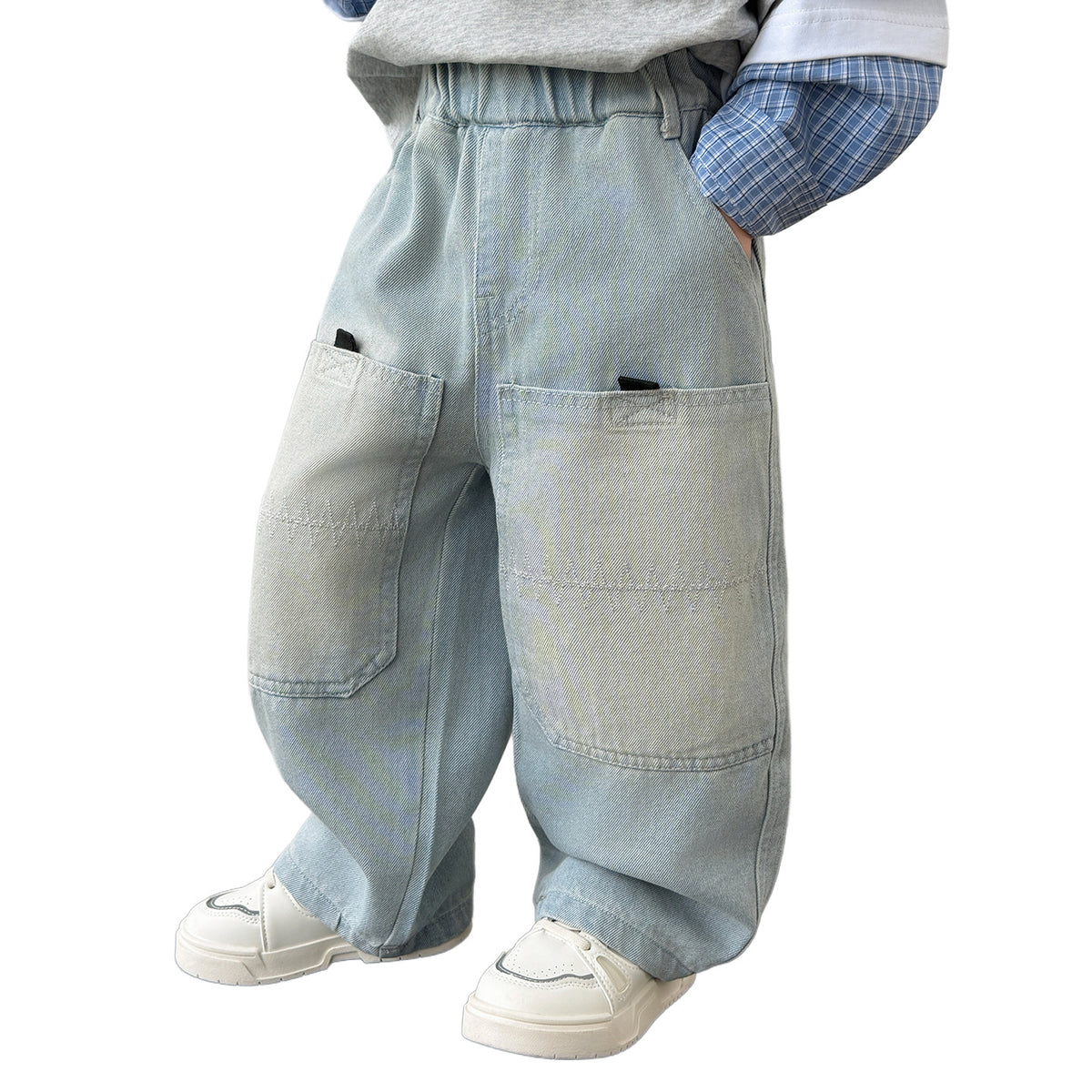 Curved Seam Denim Boys Pants