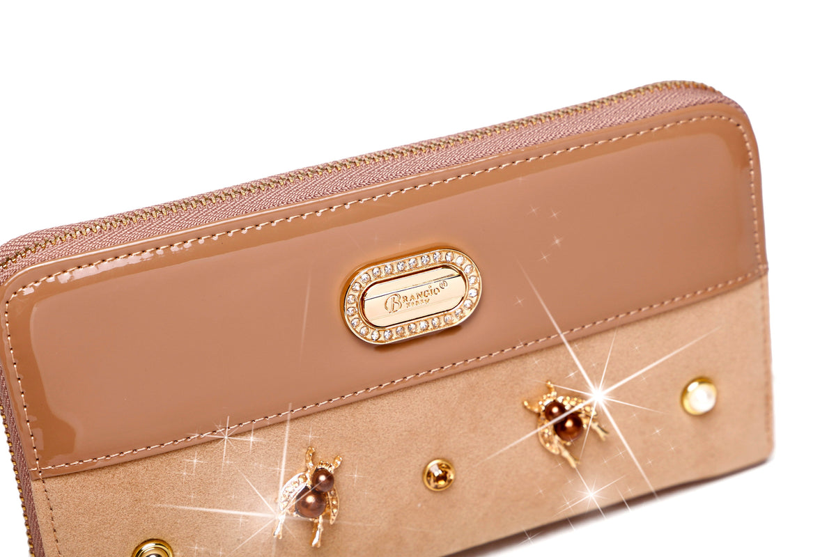 Brangio Italy Elegant Patent Leather Zippered Wristle Wallet