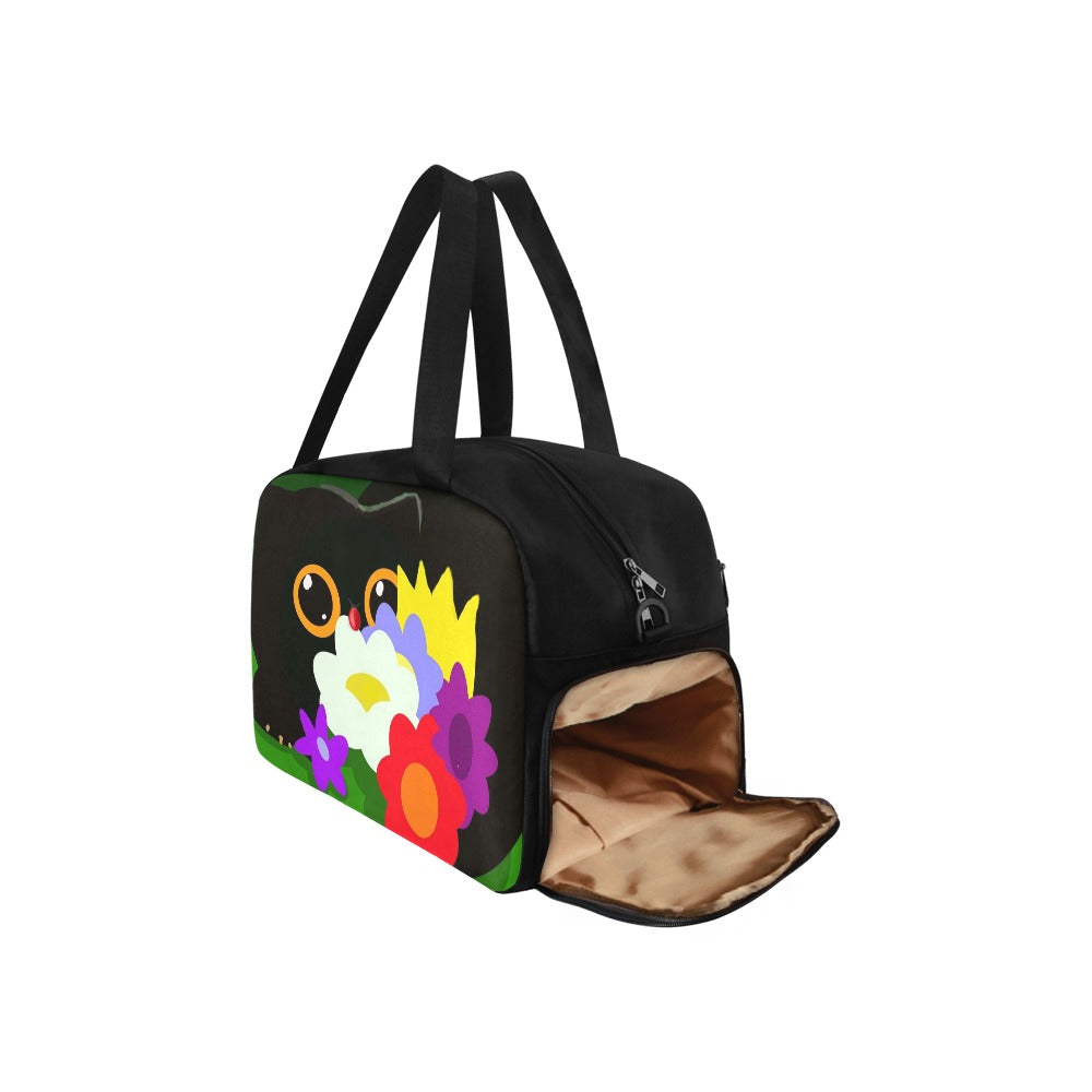 Bolso de viaje para mascotas con estampado de flores y compartimento para zapatos