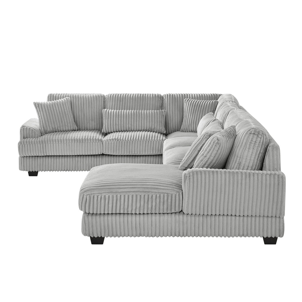 129" Oversized Sectional Sofa U-Shaped Sofa Couch Modern Sofa Upholstered in Soft Corduroy With a Chaise Lounge for Livi