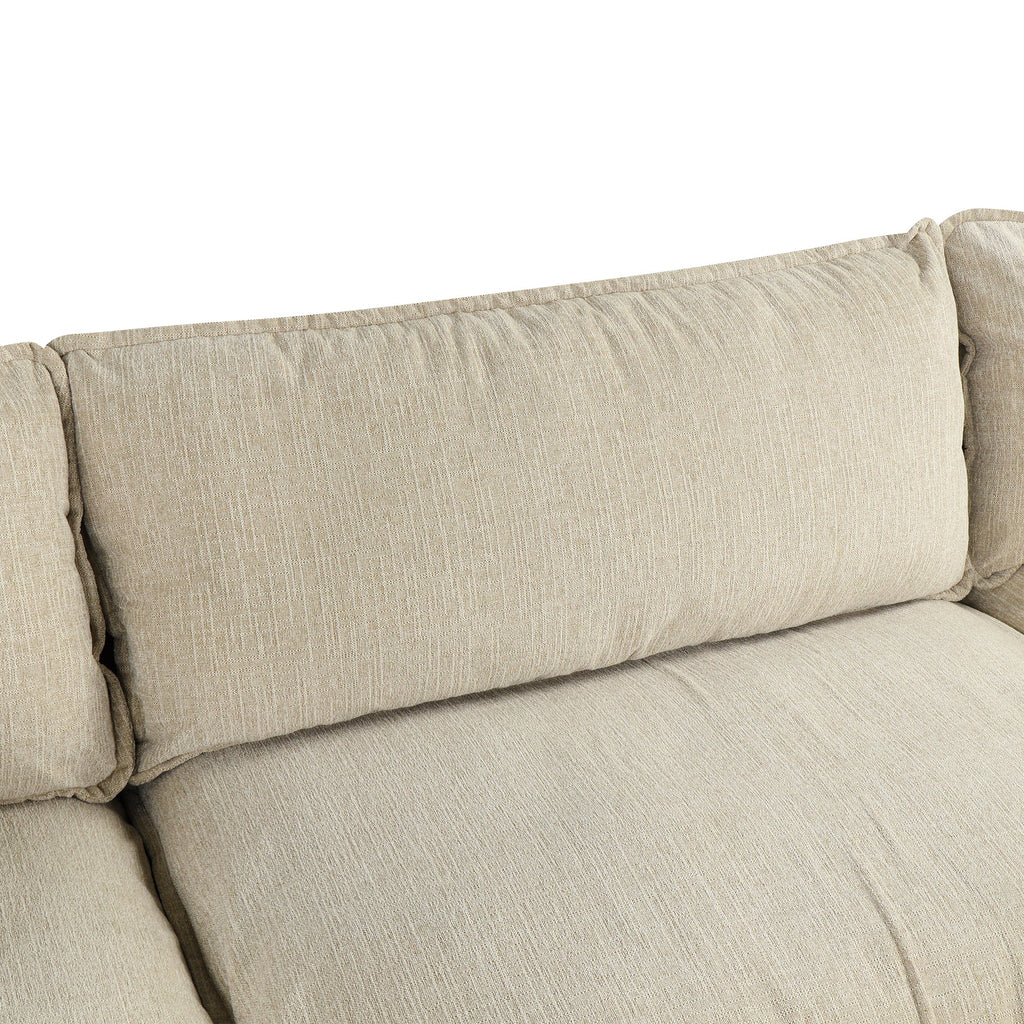 128" Sectional Sofa Cloud Sofa Chenille Upholstered Sofa  Couch With Movable Ottoman, Comfortable Seat Cushions, Chargin