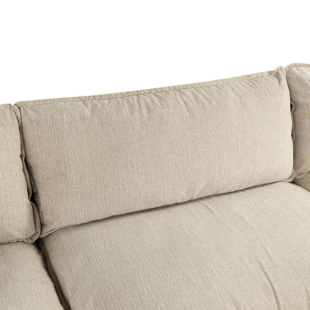 128" Sectional Sofa Cloud Sofa Chenille Upholstered Sofa  Couch With Movable Ottoman, Comfortable Seat Cushions, Chargin