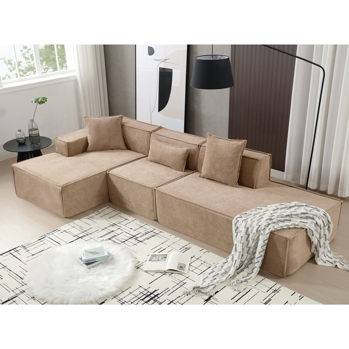 Modular Combination Living Room Sofa Set, Modern Minimalist Sofa, Free Installation Sofa, L-Shaped, Italian Minimalist T