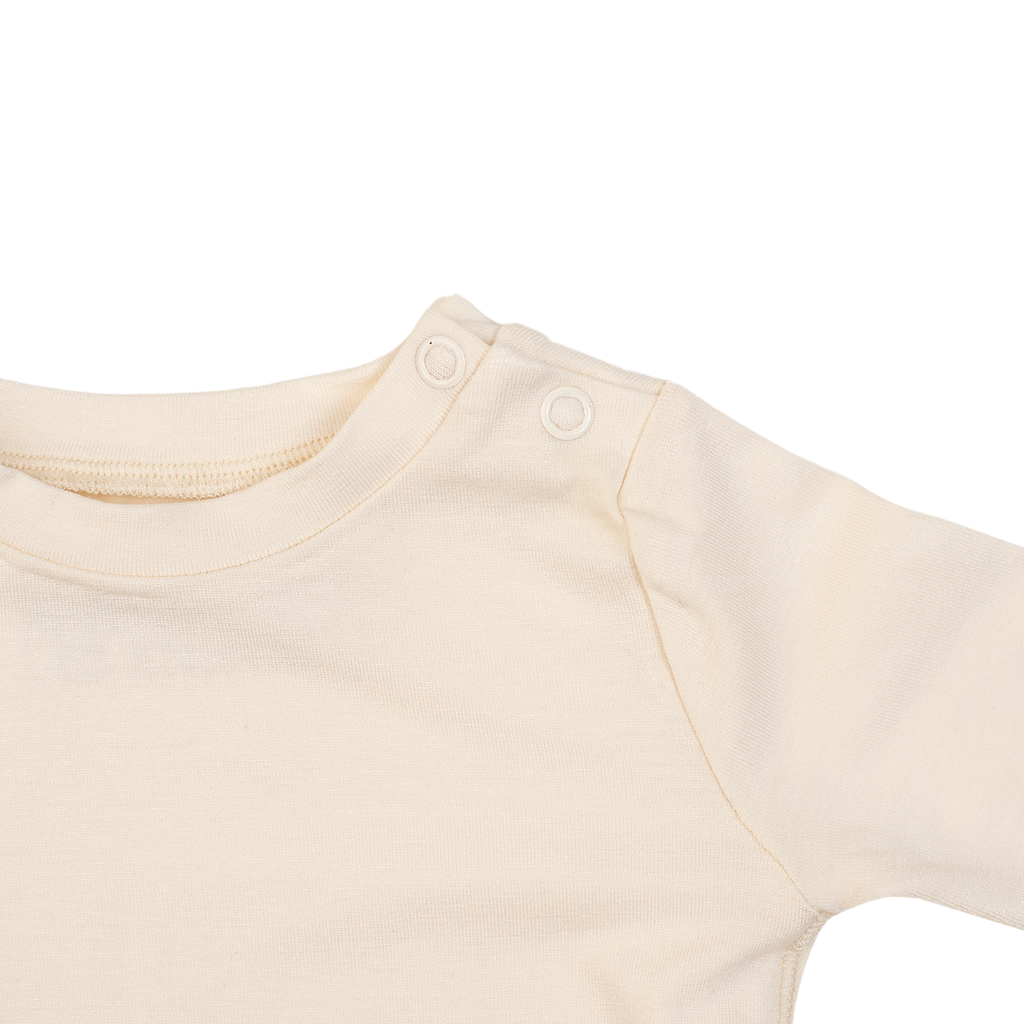 Camiseta de manga larga para bebé de bambú - CREMA