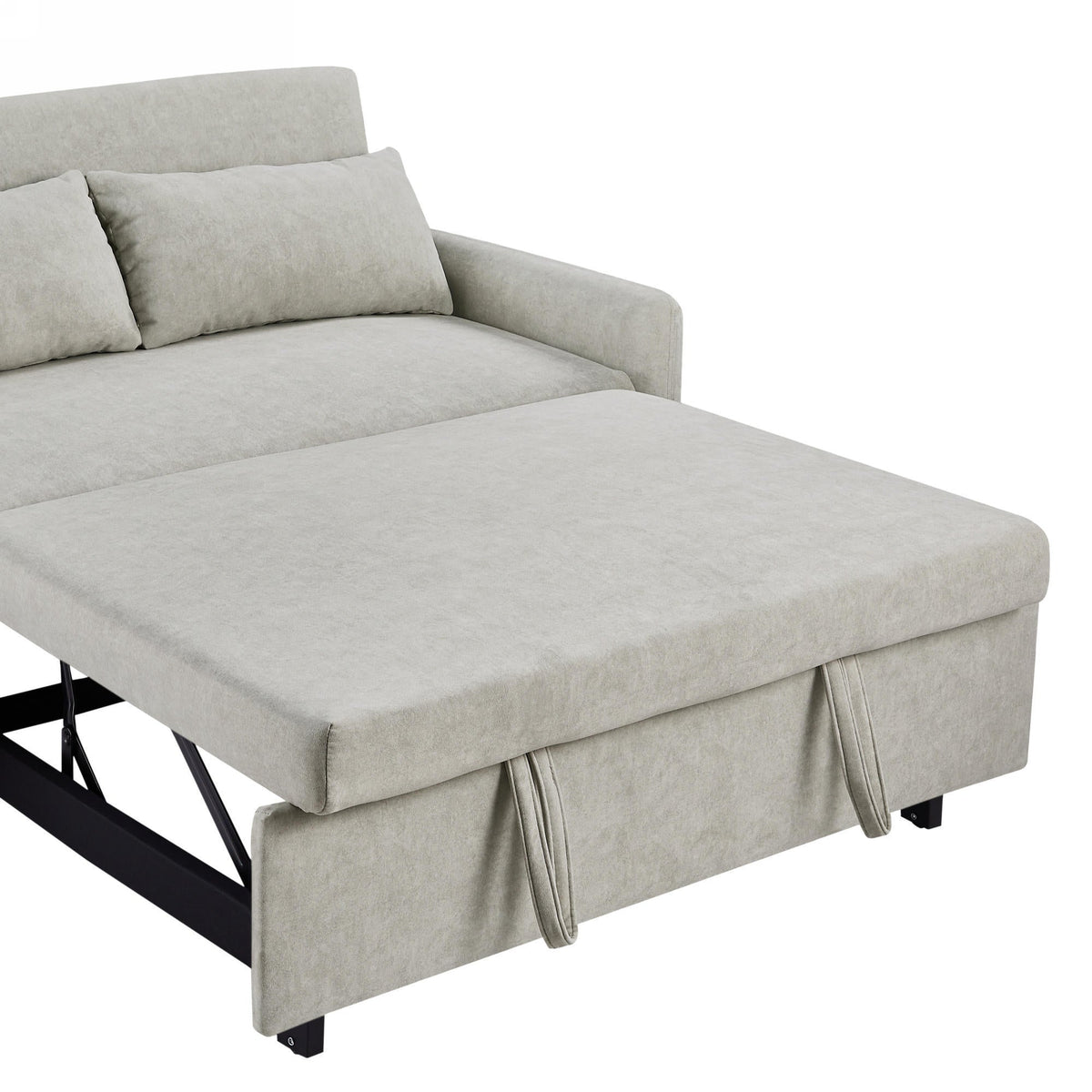 55.1" Pull Out Sleep Sofa Bed Loveseats Sofa Couch With Adjsutable Backrest, Storage Pockets, 2 Soft Pillows, USB Ports