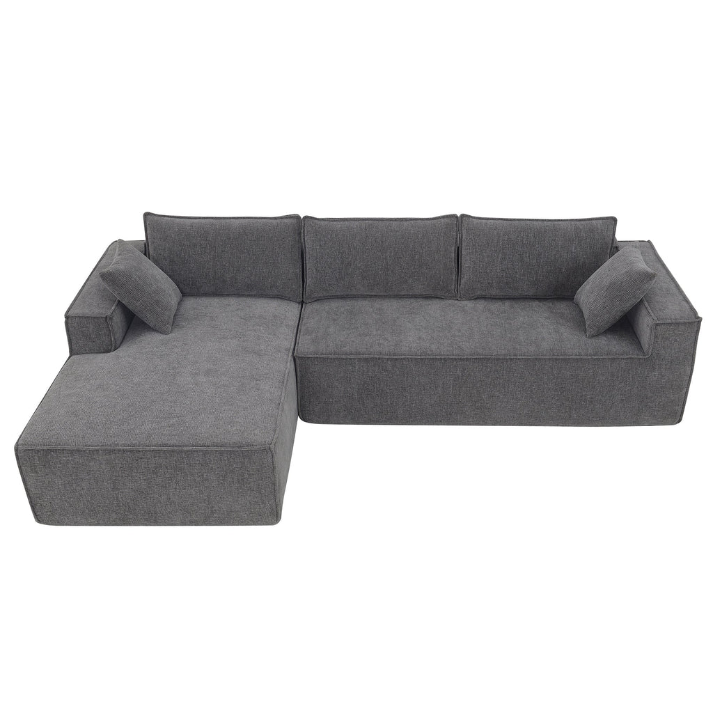 111.5*72"Minimalist Style Modular Sectional Sofa,Wrinkle-Resistant Chenille Couch Set,L-Shaped Sleeper Sofa Bed for Livi