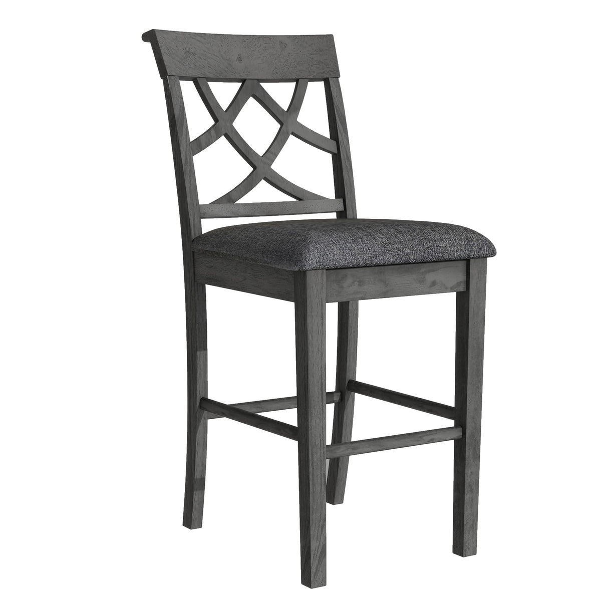 Updated Counter Height 5-Piece Solid Wood Dining Table Set, 59*35.4Inch Table With Curved Wine Rack and 4 Upholstered Ch