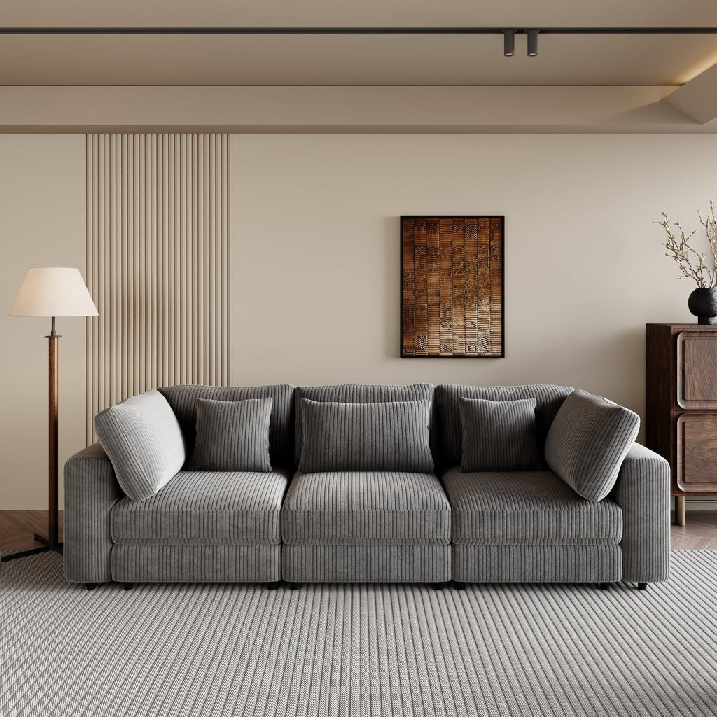 105'' 3 Seater Sofa With Removable Back Cushions and 5 Pillows , for Living Room, Apartment, Spacious Space