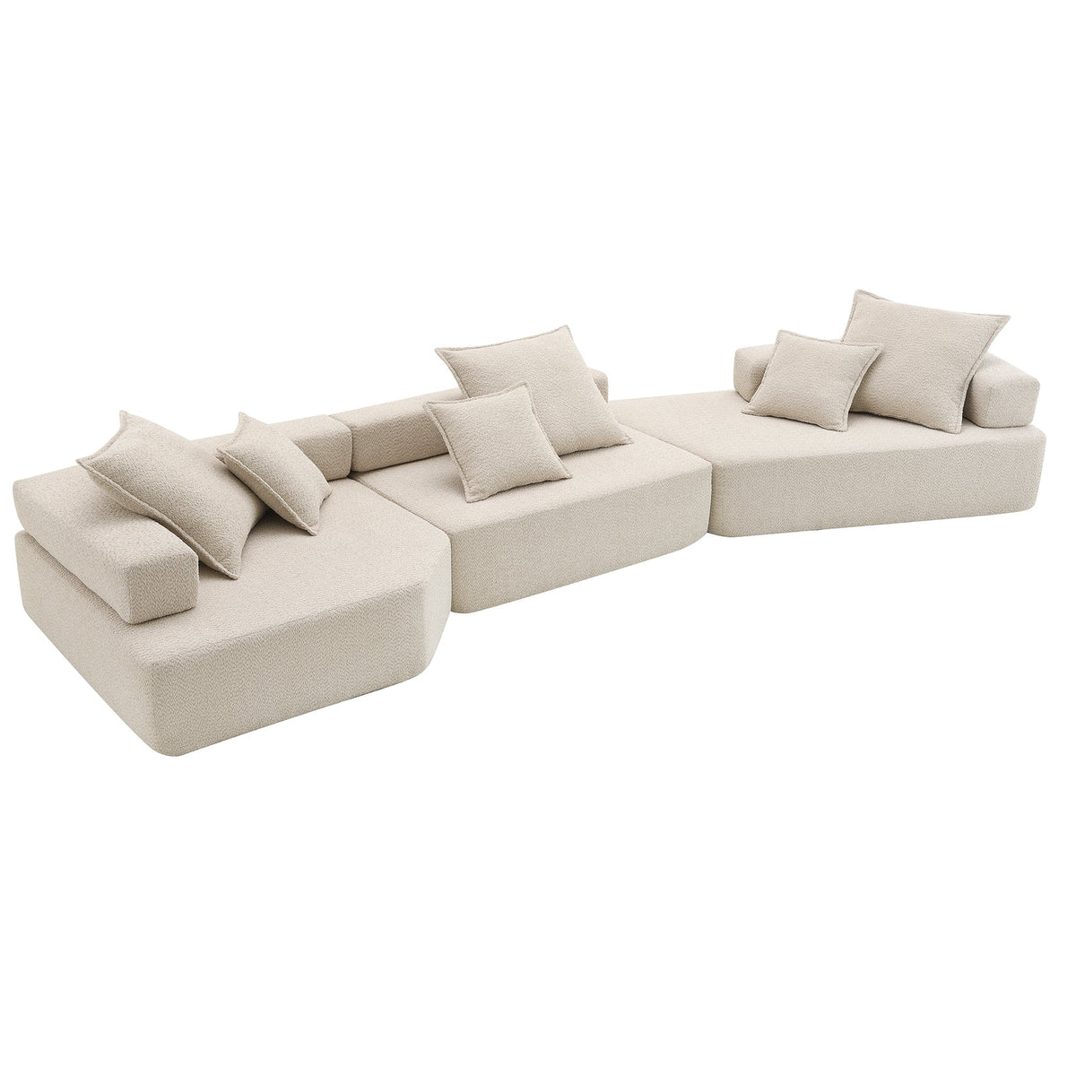 Sofá seccional modular de gran tamaño, lujoso conjunto de sofá de suelo de bouclé, sofá cama convertible, espacioso sofá cama relleno de espuma
