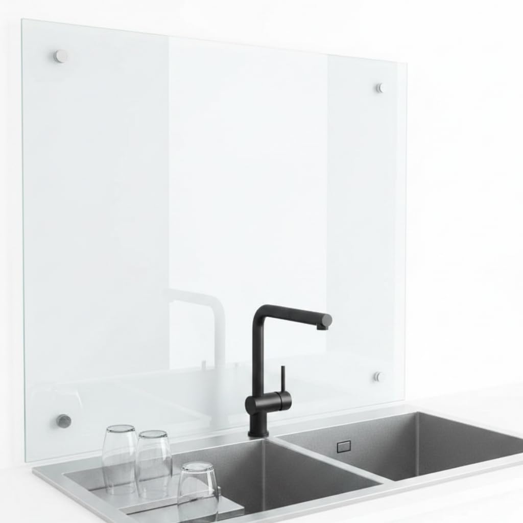 Mucola Küchenrückwand Glas Spritzschutz Sicherheitsglas 70x50 cm Schwarz