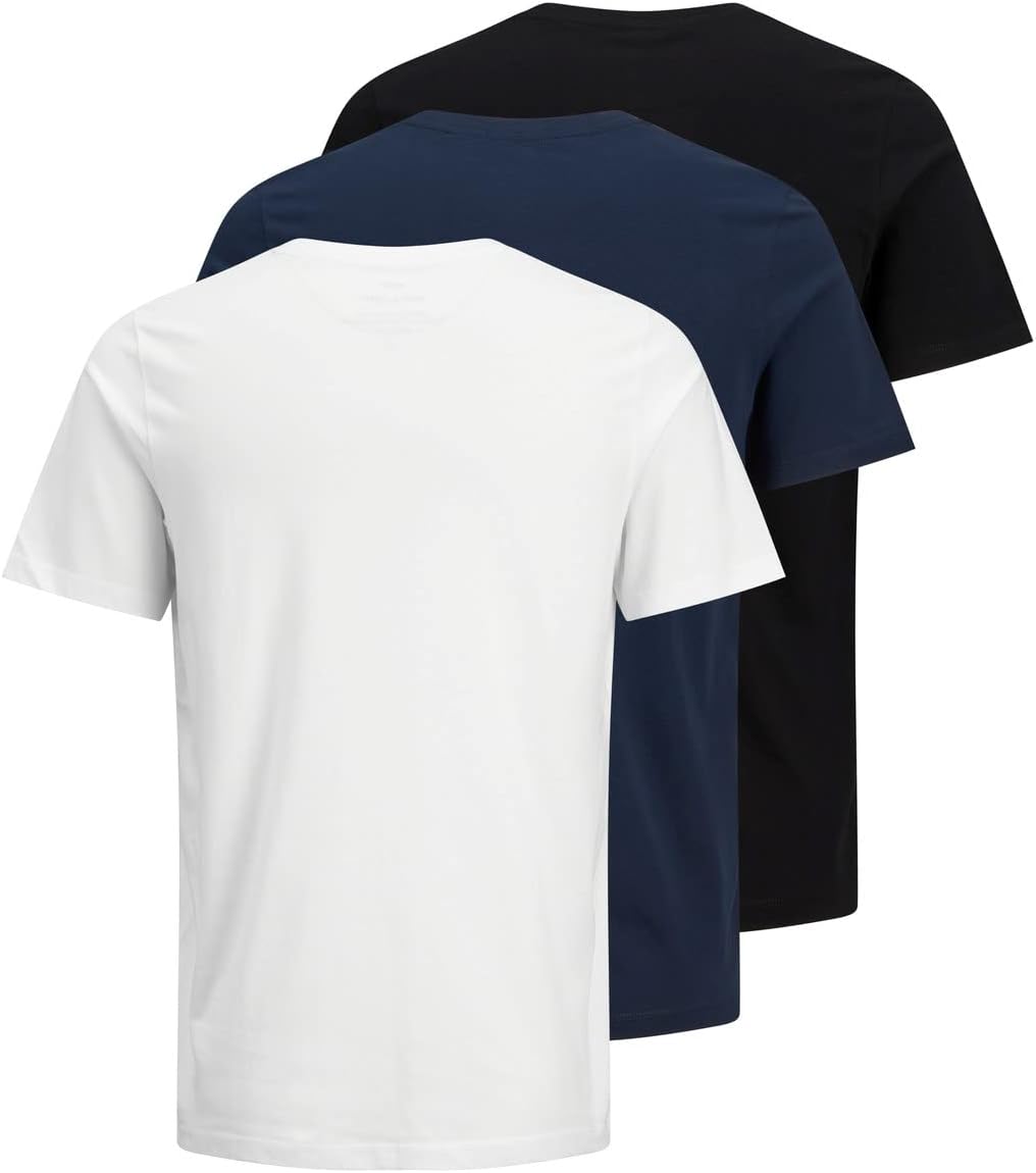 JACK & JONES Herren T-Shirt 3er Pack – Baumwolle, Rundhals, Kurzarm, mit Print – Bequeme Freizeitshirts im modernen Design
