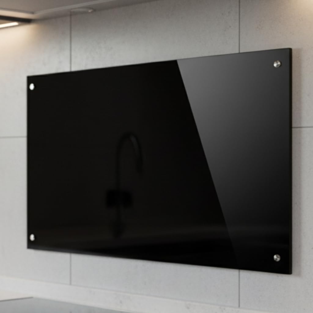Mucola Küchenrückwand Glas Spritzschutz Sicherheitsglas 70x50 cm Schwarz