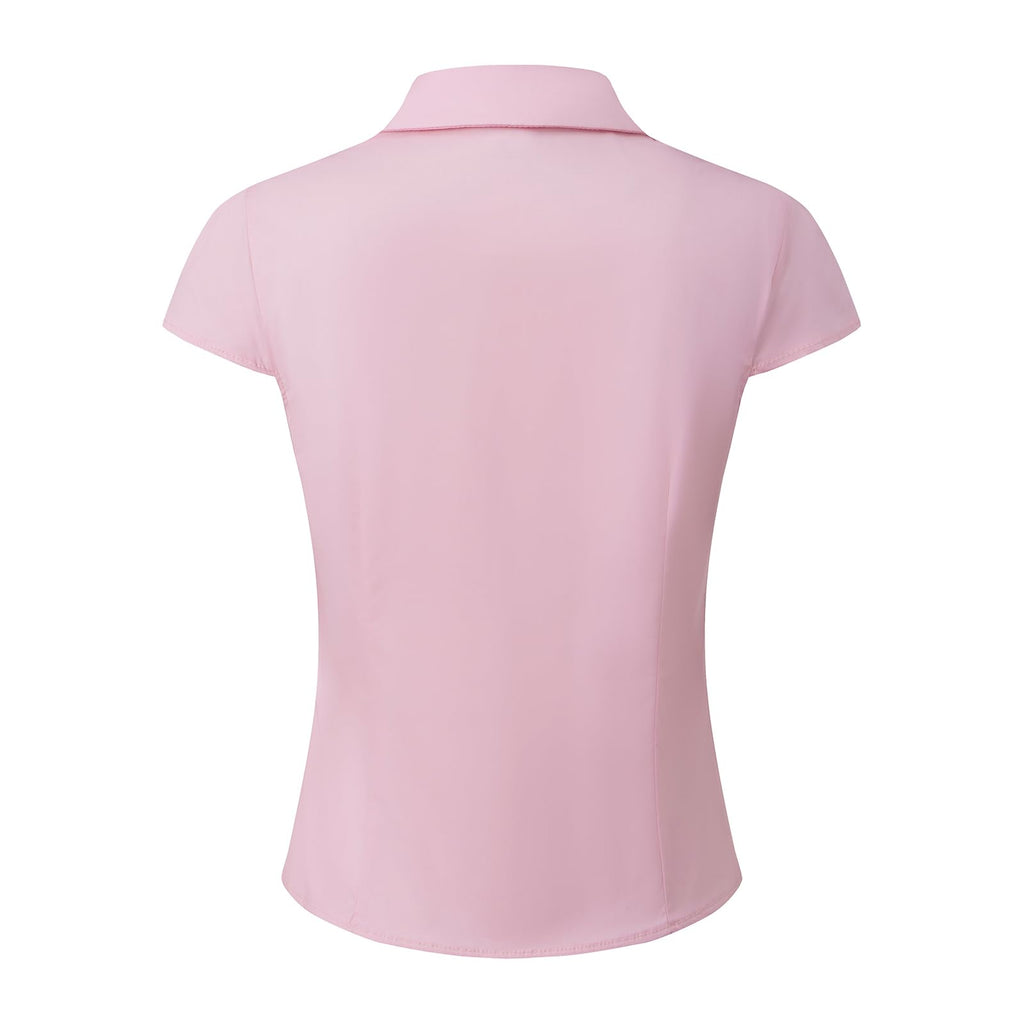 Damen Y2K Kurzarm-Bluse mit Knopfleiste, körperbetont und mit Kragen
