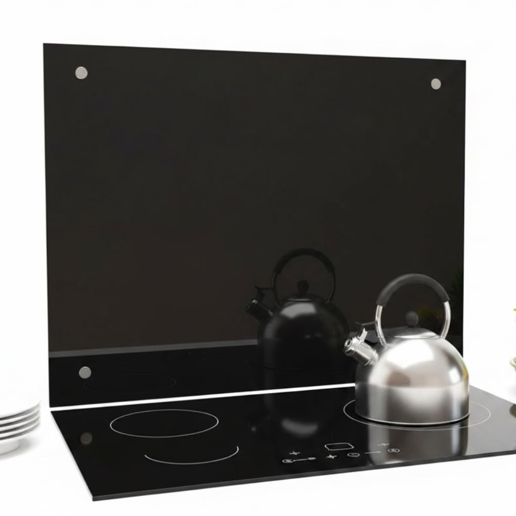 Mucola Küchenrückwand Glas Spritzschutz Sicherheitsglas 70x50 cm Schwarz