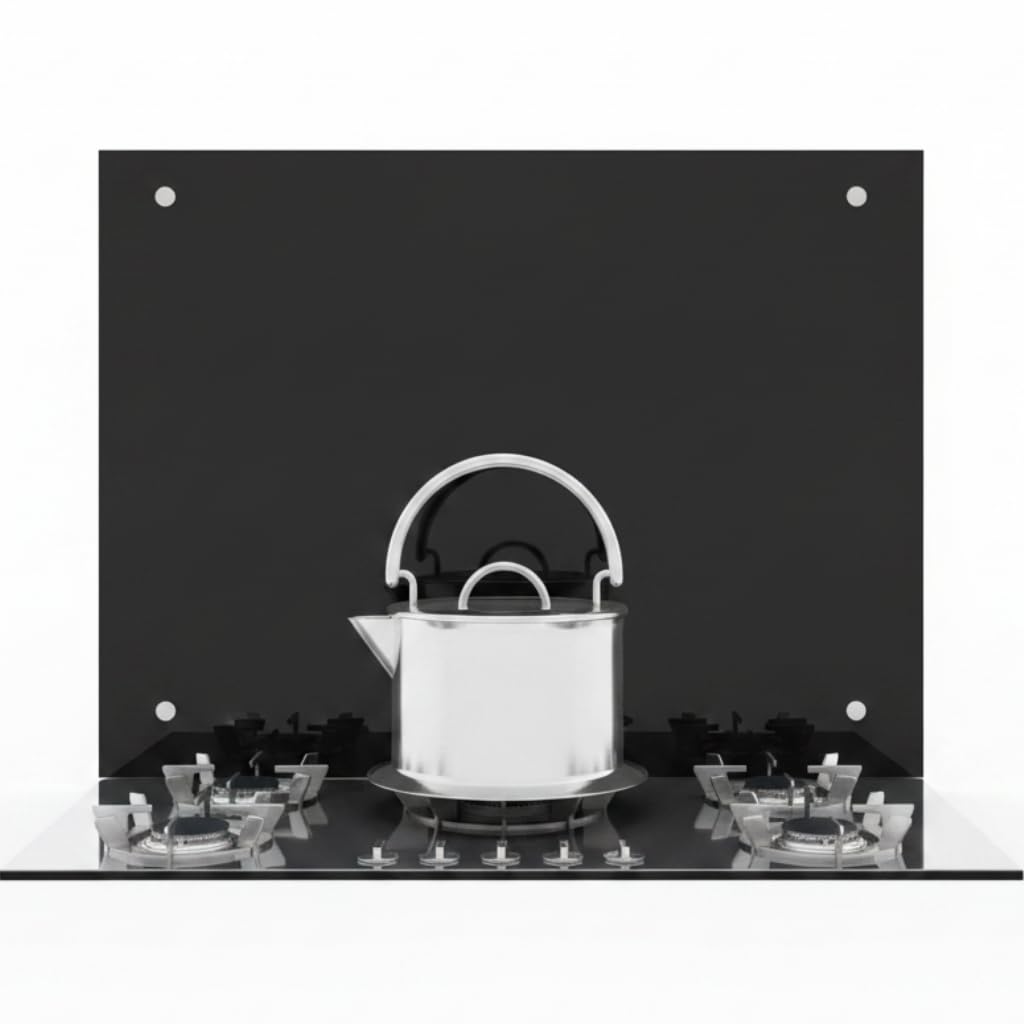 Mucola Küchenrückwand Glas Spritzschutz Sicherheitsglas 70x50 cm Schwarz