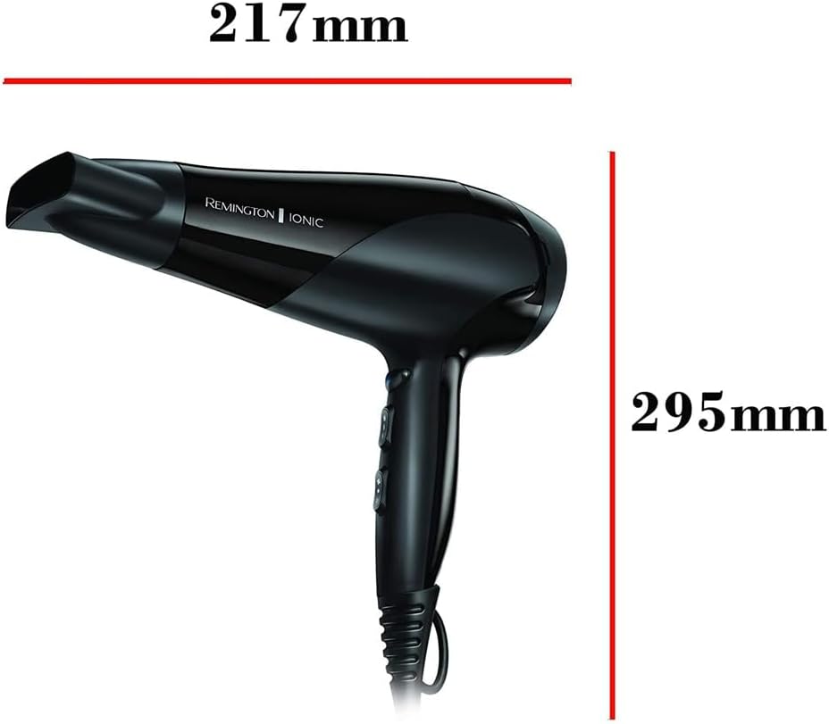 Remington Haartrockner Ionen [leicht, Diffusor & Stylingdüse] schwarz (2200W, Keramik-Ionen: schonendes Styling & gleichmäßige Wärmeverteilung, 3 Heiz- & 2 separate Gebläsestufen + Abkühlstufe) D3198