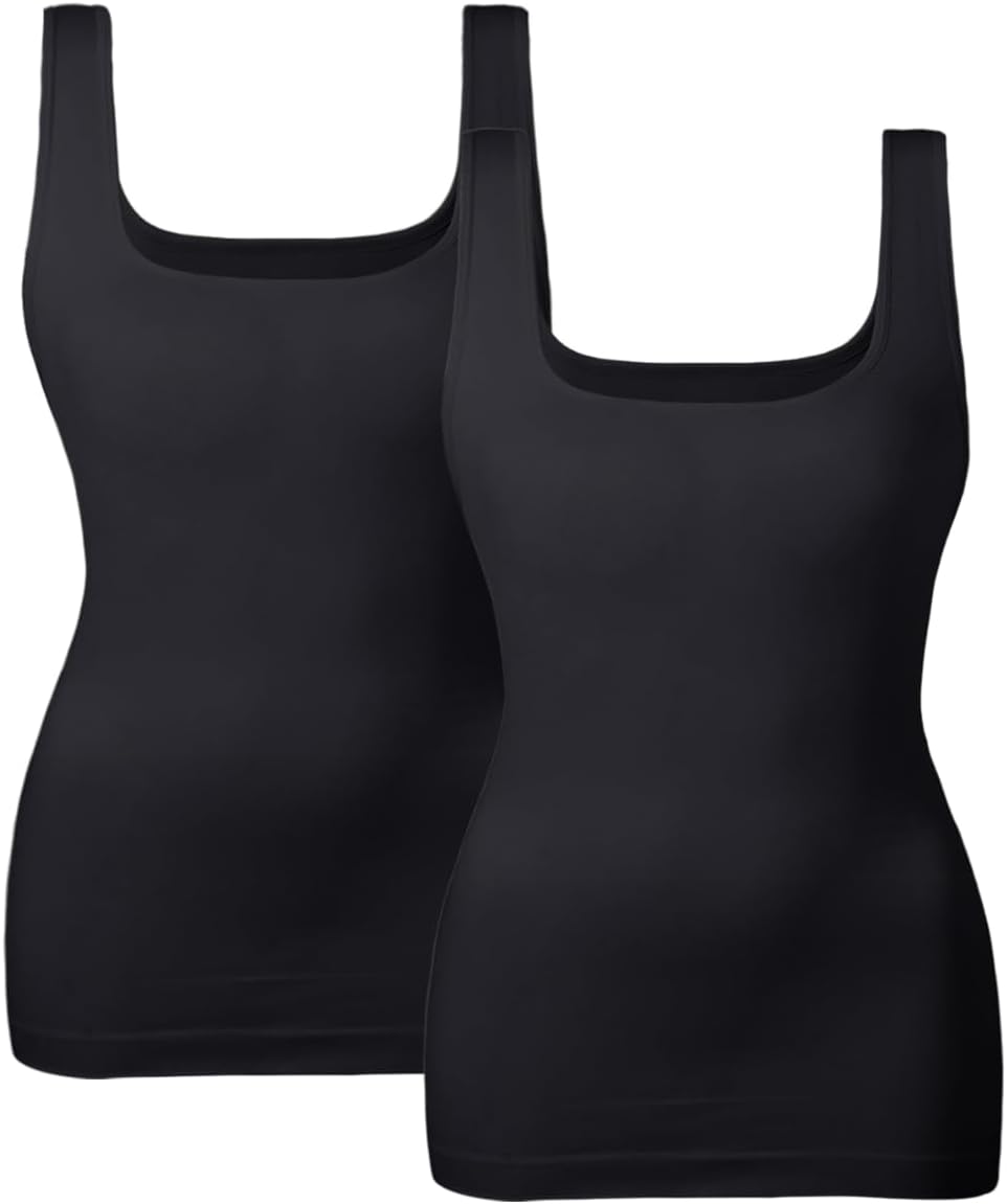 EUYZOU Women's Tummy Control Shapewear Tank Tops Seamless Square Neck Compression Tops Slimming Body Shaper Camisole