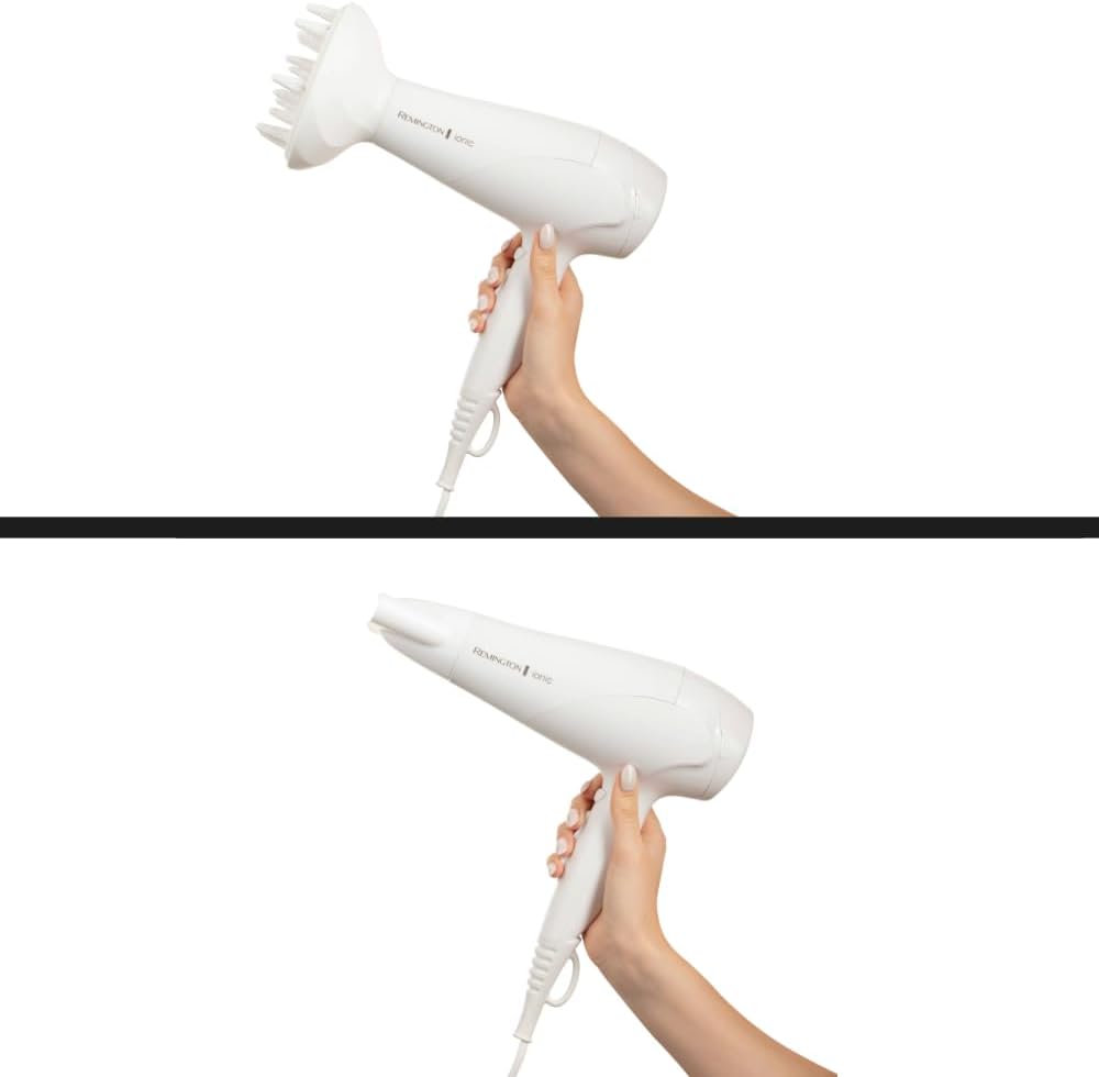 Remington Haartrockner Ionen [leicht, Diffusor & Stylingdüse] schwarz (2200W, Keramik-Ionen: schonendes Styling & gleichmäßige Wärmeverteilung, 3 Heiz- & 2 separate Gebläsestufen + Abkühlstufe) D3198