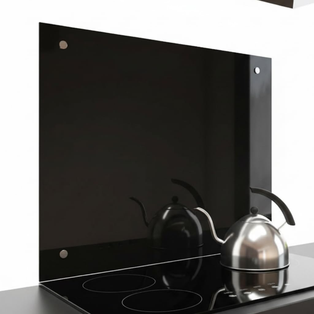 Mucola Küchenrückwand Glas Spritzschutz Sicherheitsglas 70x50 cm Schwarz