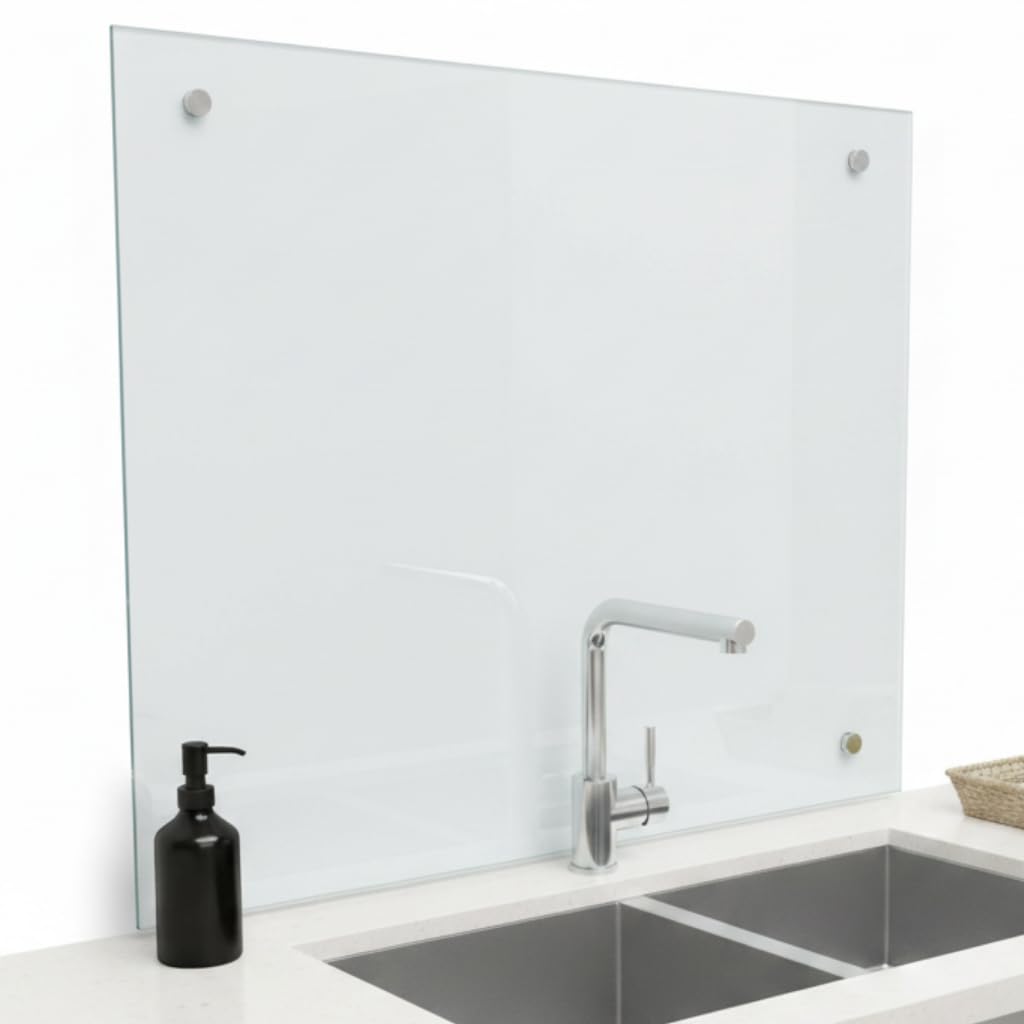 Mucola Küchenrückwand Glas Spritzschutz Sicherheitsglas 70x50 cm Schwarz