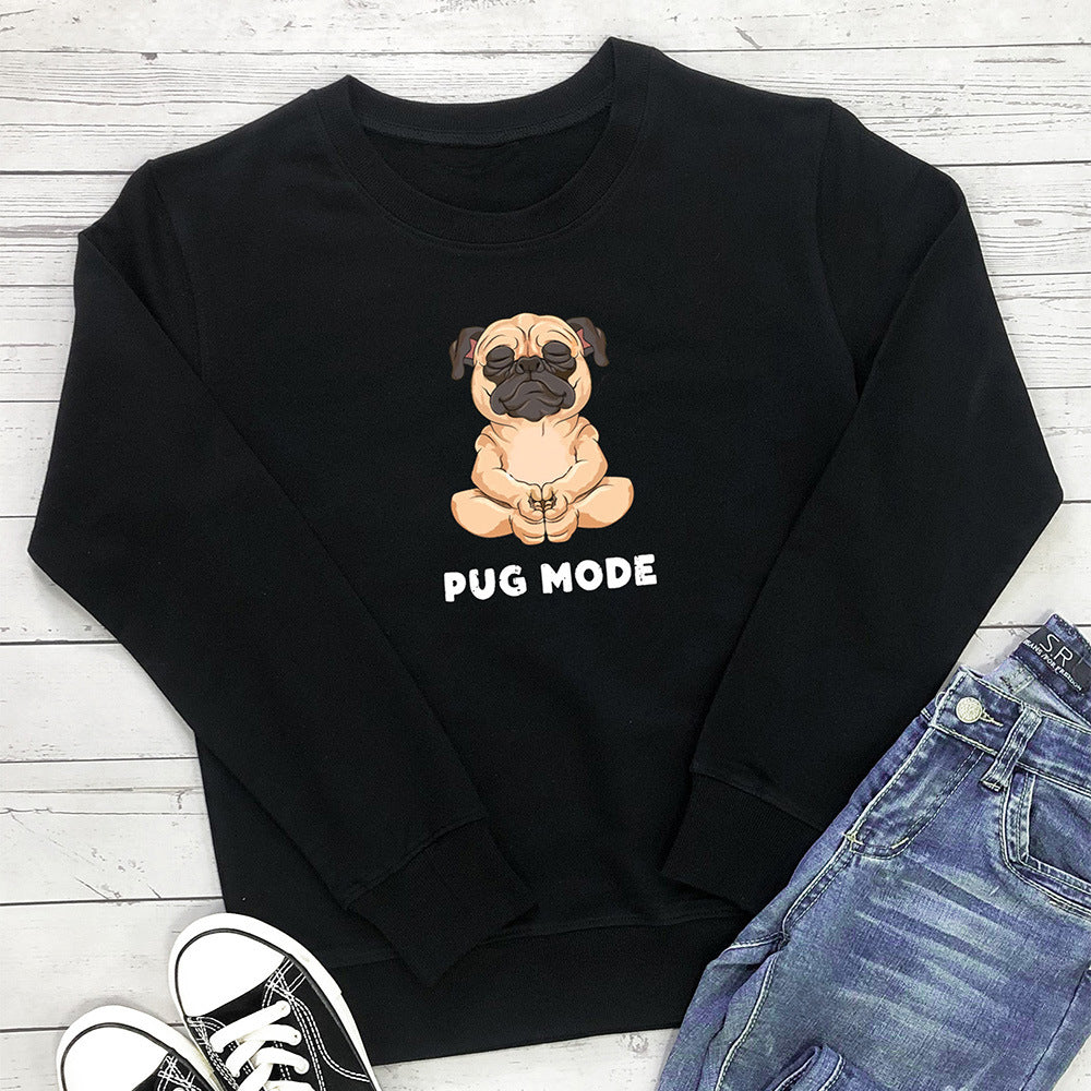 Sweat à capuche avec inscription PUG MODE