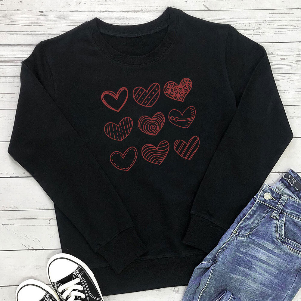 Sweat-shirt à manches longues imprimé cœurs